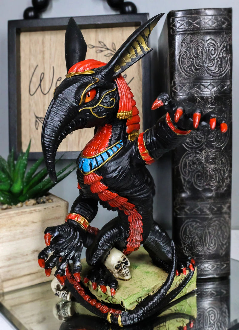Egyptian God Of War Chaos Desert Seth On Hieroglyphic Base With Skulls Statue-1
