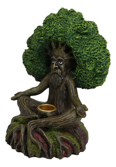 Forest Greenman Tree Man Ent Meditating Backflow Incense Cone Burner Figurine-3