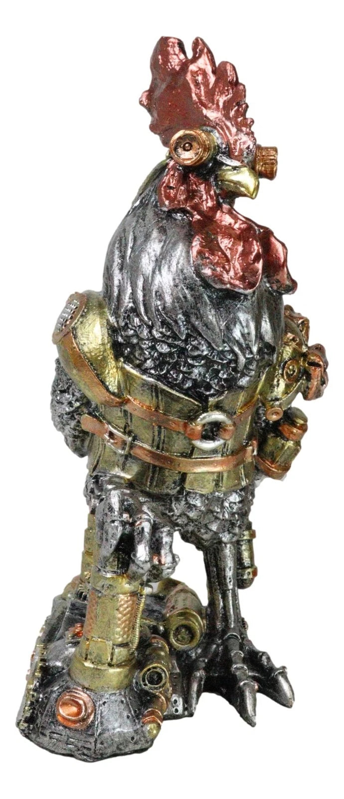 Steampunk Gearwork Robotic Cyborg Rooster Chicken In Battle Armor Figurine-3