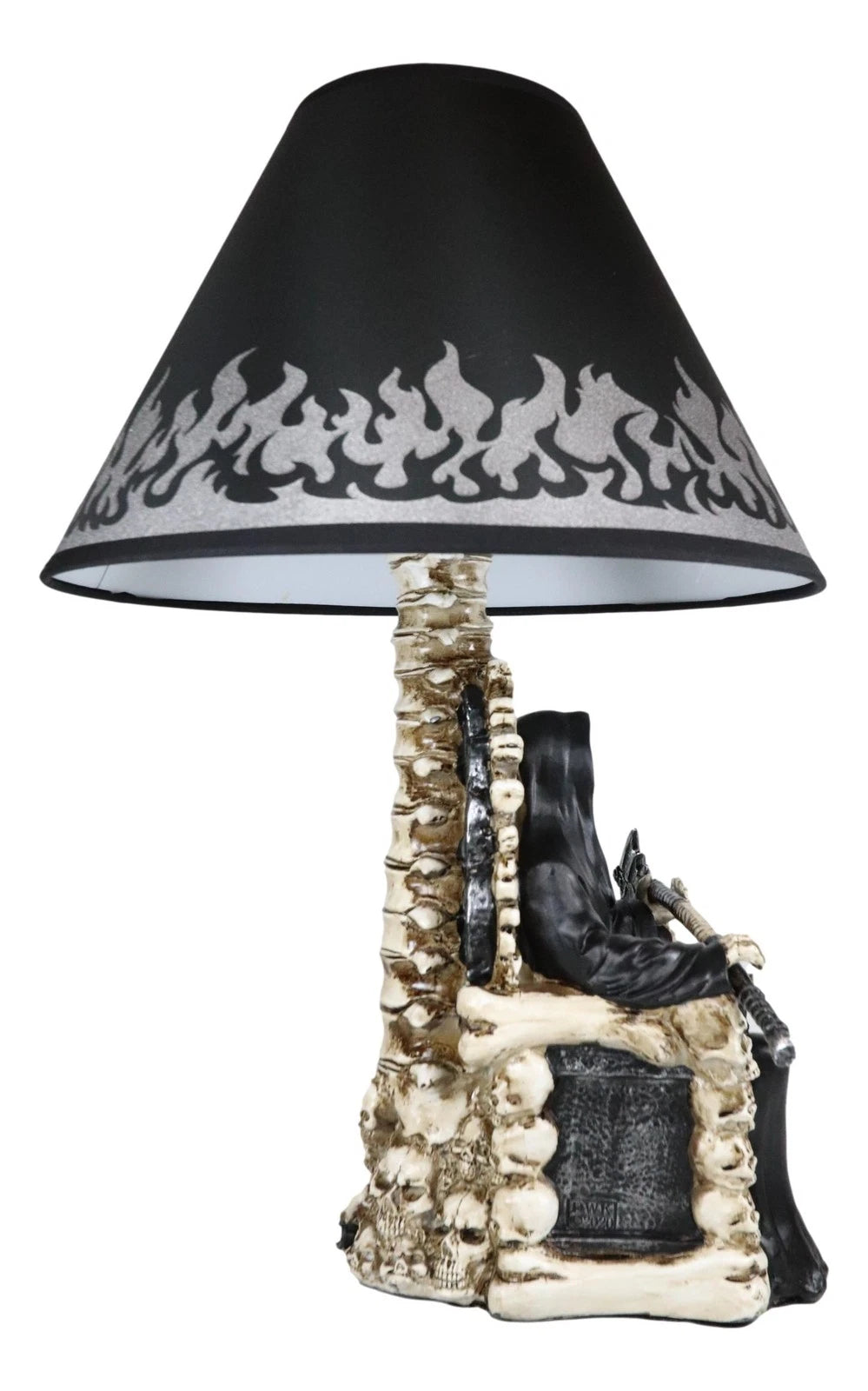 Grim Reaper Seated On Skeleton Justice Throne With Scythe Table Lamp Shade-4
