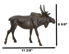 Figura de alce emperador de hierro fundido de 28 cm de largo, acabado en bronce-3