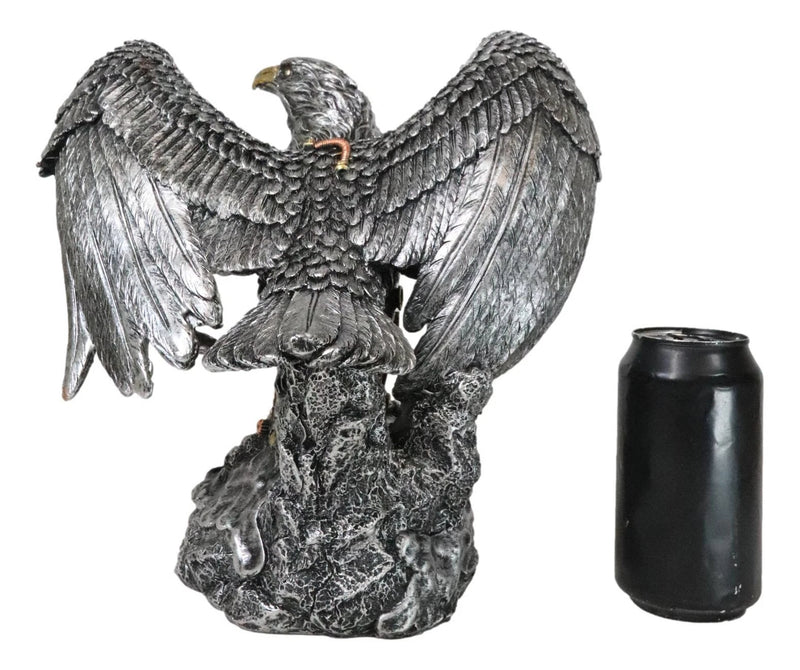 Large Geared Clockwork Steampunk Nano Cyborg Eagle with Open Wings Figurine-3