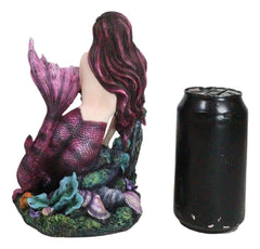 Siren Mermaid Sitting By Sunken Ship Anchor Skull Corals Ocean Graveyard Statue-4