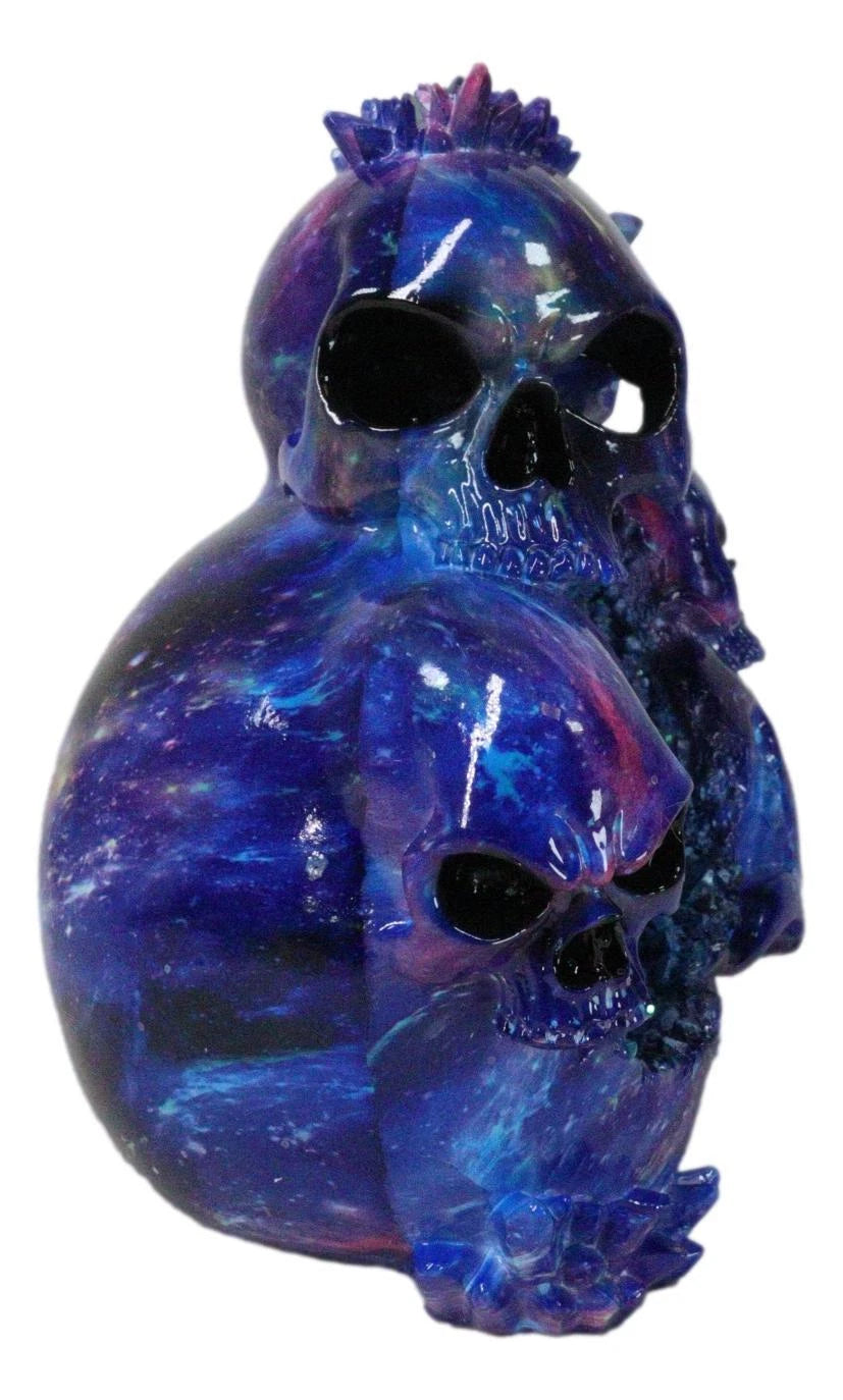 Blue Gothic 3 Ghastly Skulls LED Death Mountain Cavern Backflow Incense Burner-2
