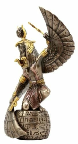 Egyptian Goddess Figurine, Isis & Ra Holding Ankh Statue 9" Tall, Collectible Home Decor, Shelf Display, Desk Accent, Ancient Egypt Mythology, Egyptian Home Ornament Gift-5