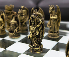 Silver Gold Fantasy Dungeons And Dragons Resin Chess Pieces Glass Board-4