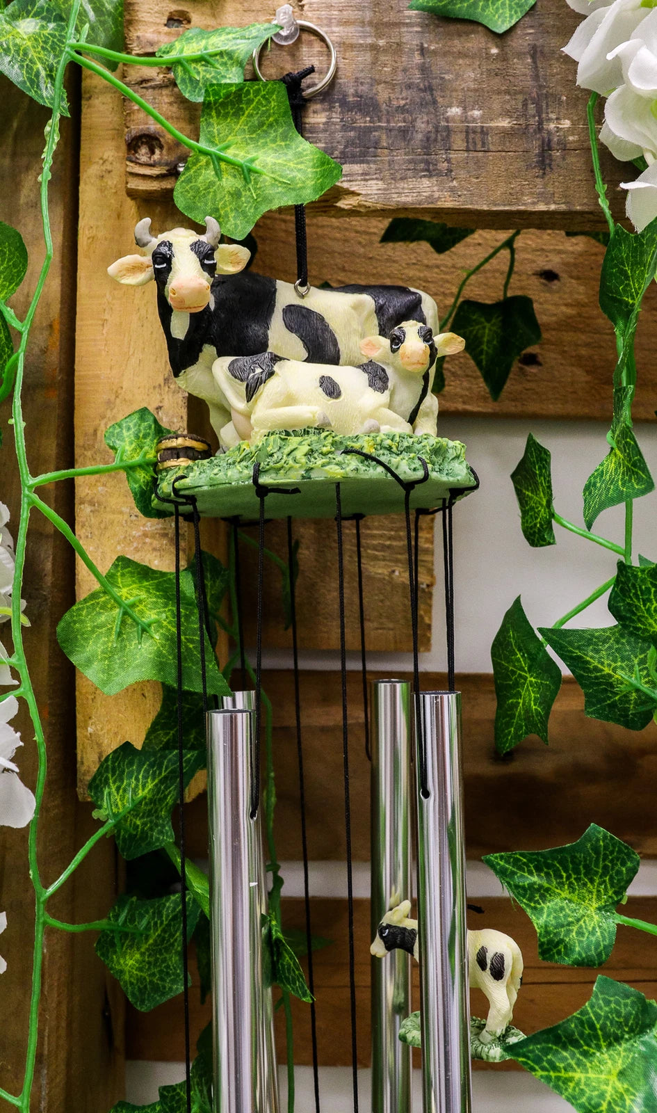 Gift Bovine Holstein Cow and Baby Calf Family Resonant Relaxing Wind Chime-4