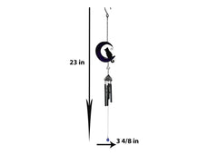 Witchcraft Black Cat On Purple Crescent Moon Stained Glass Wind Chime Suncatcher-3