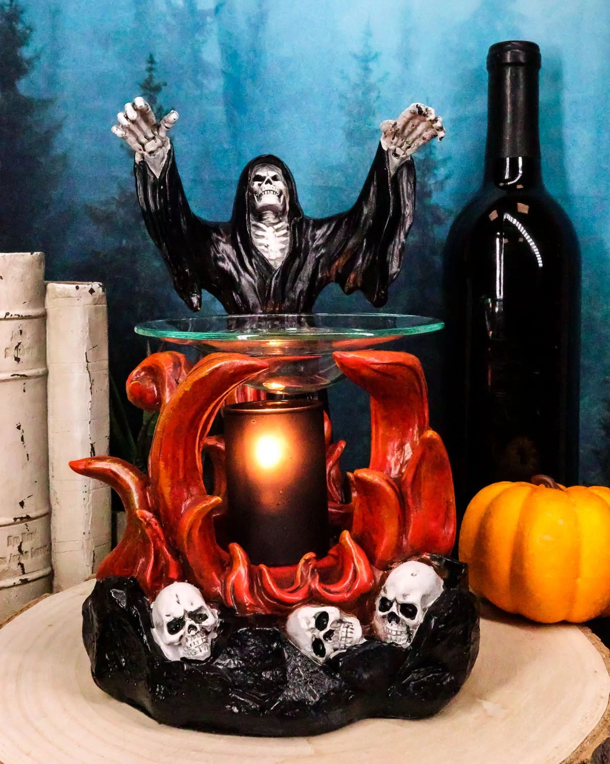 Dark Conjuring Grim Reaper Fire Magic Electric Oil Burner Tart Warmer-1