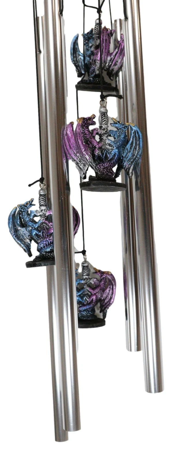 Yin Yang Day and Night Twin Dragons Excalibur Sword Wind Chime Home Patio Decor-4