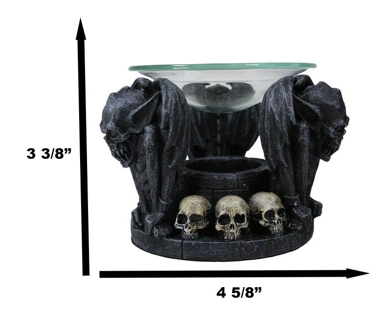 Nosferatu Gothic Vampire Gargoyles With Skulls Votive Candle Heat Oil Warmer-5