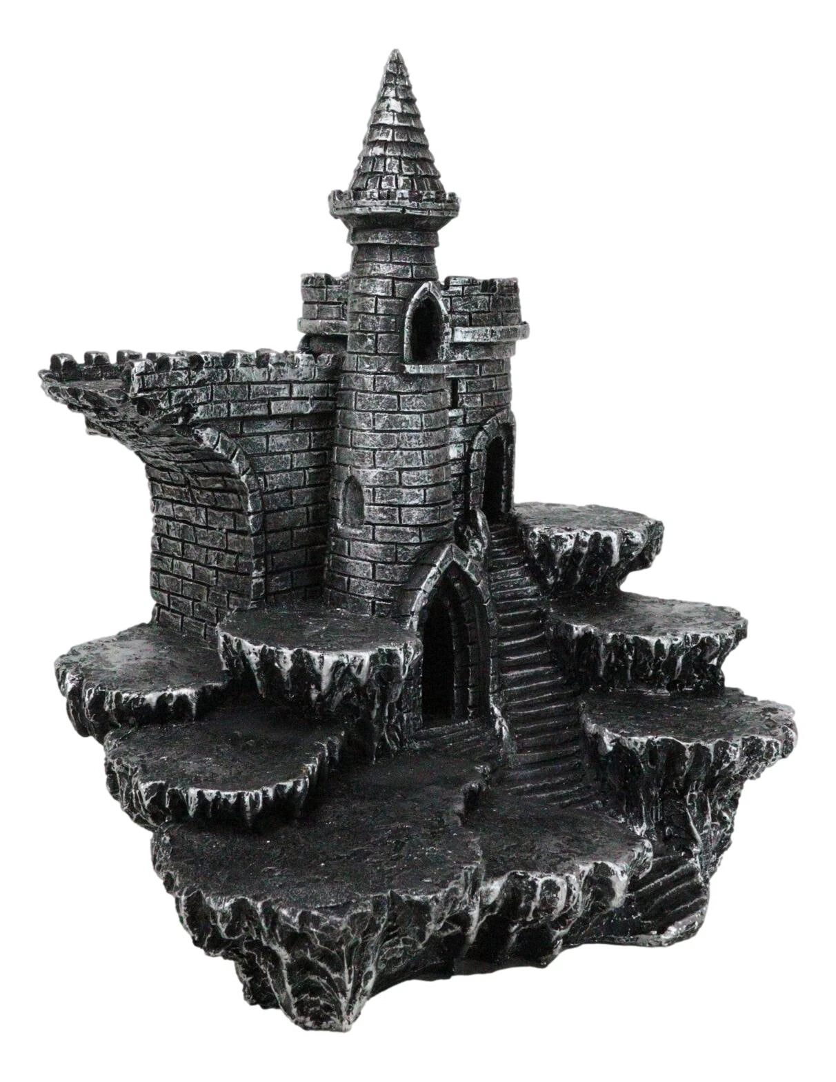 Expositor de castillo medieval de Stonewall con figura LED en las estepas rocosas-3