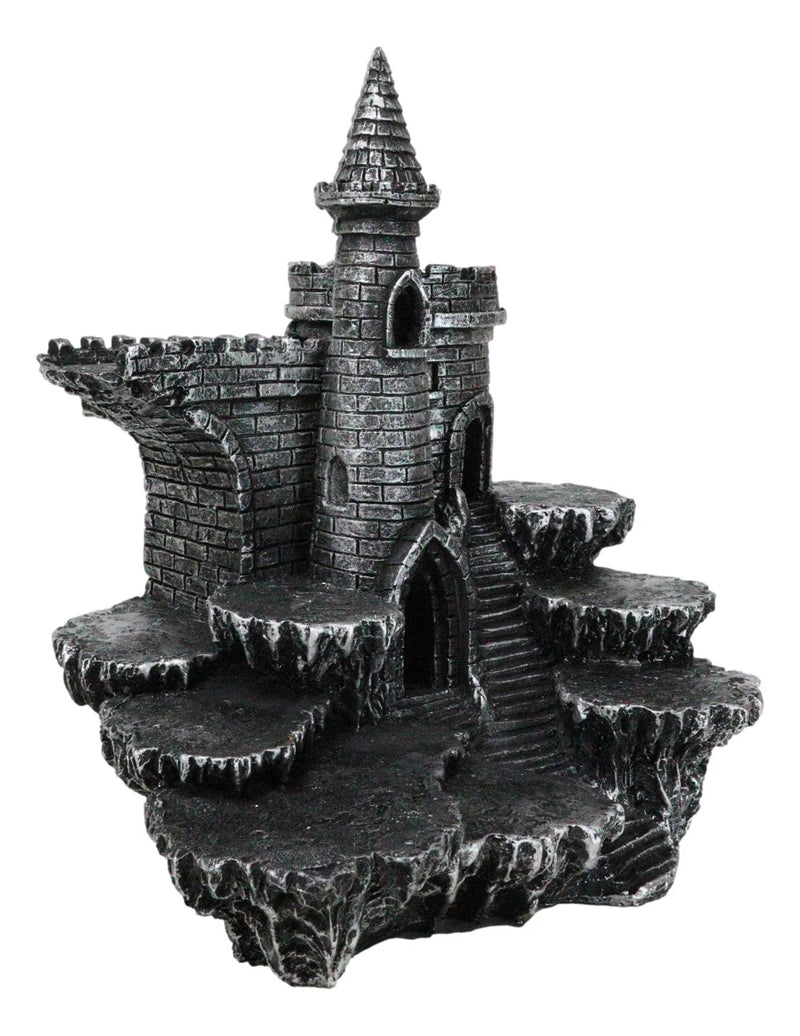 Expositor de castillo medieval de Stonewall con figura LED en las estepas rocosas-3