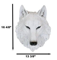 Large Ghost Albino Snow White Wolf Head Wall Decor Plaque 16"H Direwolf Figure-6