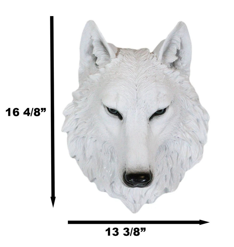 Large Ghost Albino Snow White Wolf Head Wall Decor Plaque 16"H Direwolf Figure-6