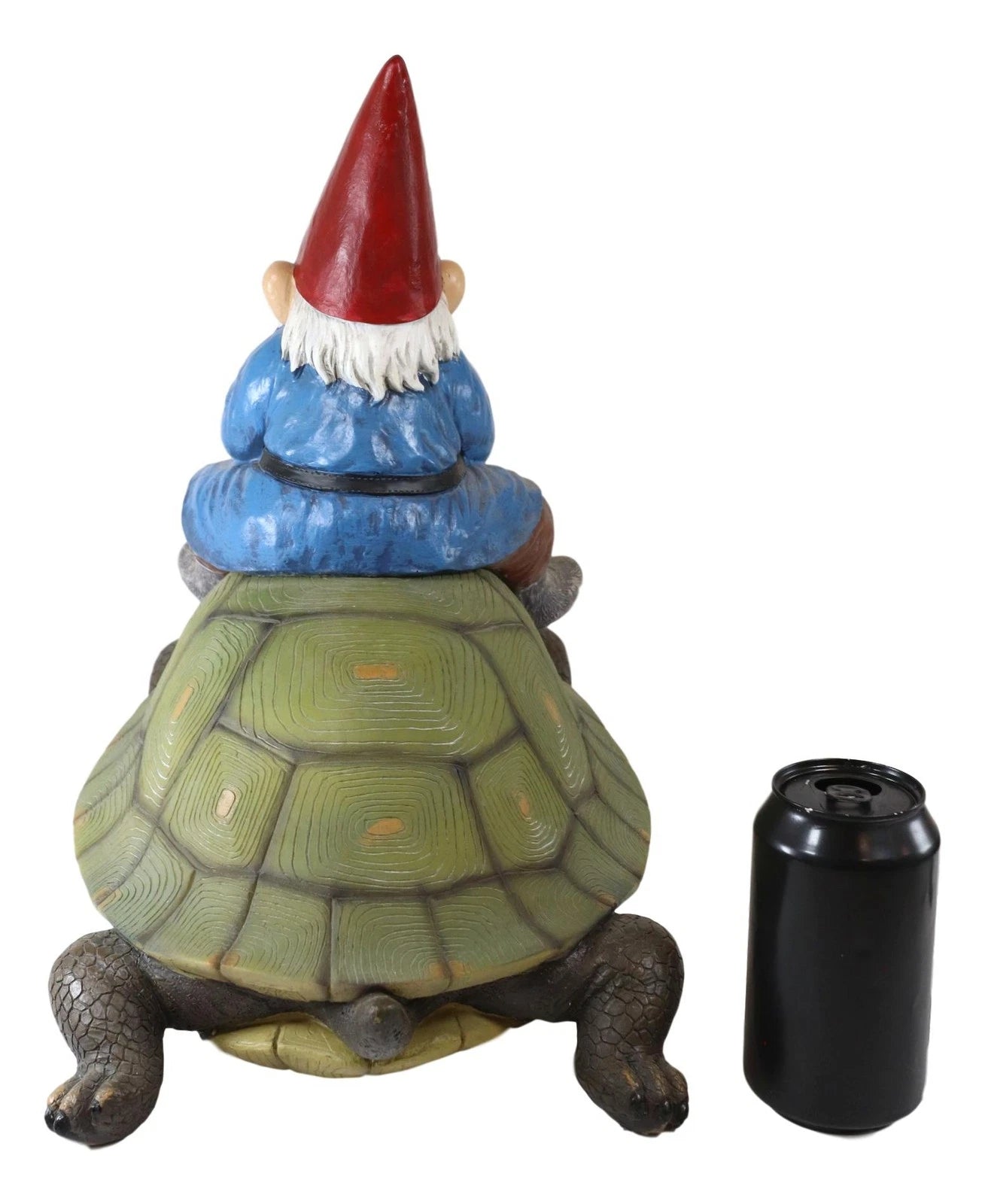 Large Whimsical Mr. Gnome Riding Giant Turtle Garden Statue 17.25" L-4