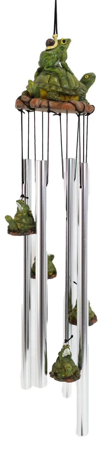 Tortoise Piggybacking Green Frog With Snail Garden Patio Wind Chime Decor-3
