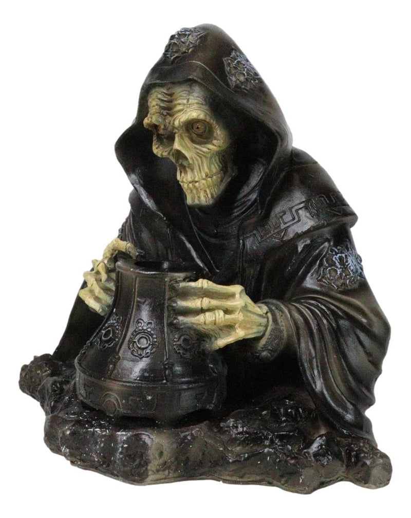 Grim Reaper Skeleton Wizard Chanting Spells Backflow Incense Cone Burner Statue-3