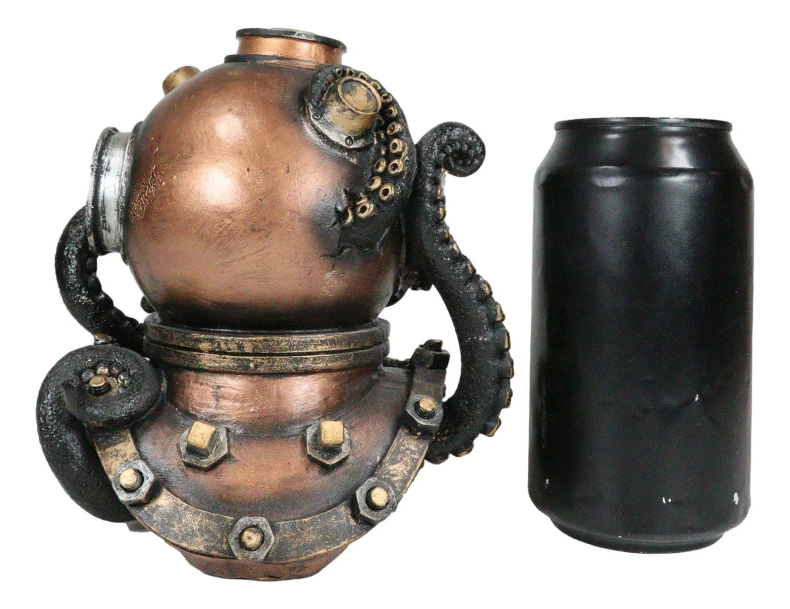 Marine Octopus Kraken Steampunk Divers Helmet With Skull Incense Cone Burner-2
