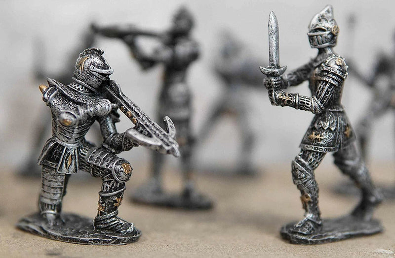 Set of 12 Medieval Knights w/ Swords Crossbow Halberds & Shield Figurines-2