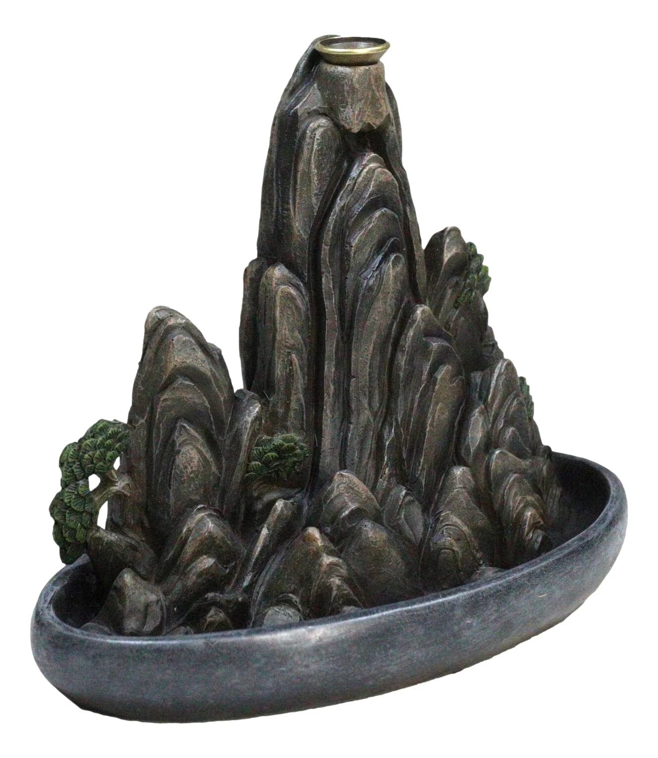 Eastern Feng Shui Tranquil Zen Rocky Mountain Range Backflow Cone Incense Holder-5