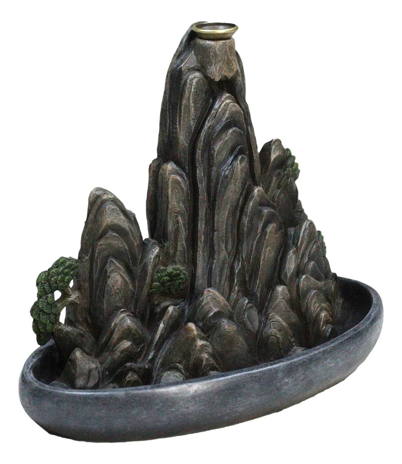 Eastern Feng Shui Tranquil Zen Rocky Mountain Range Backflow Cone Incense Holder-5