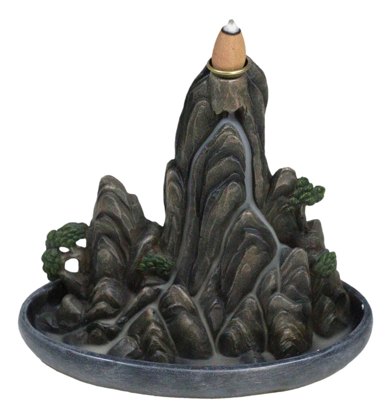 Eastern Feng Shui Tranquil Zen Rocky Mountain Range Backflow Cone Incense Holder-2