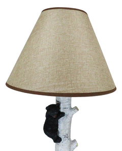 Climbing Black Bear Cub On Birchwood Tree With Mother And Beehive Table Lamp-2