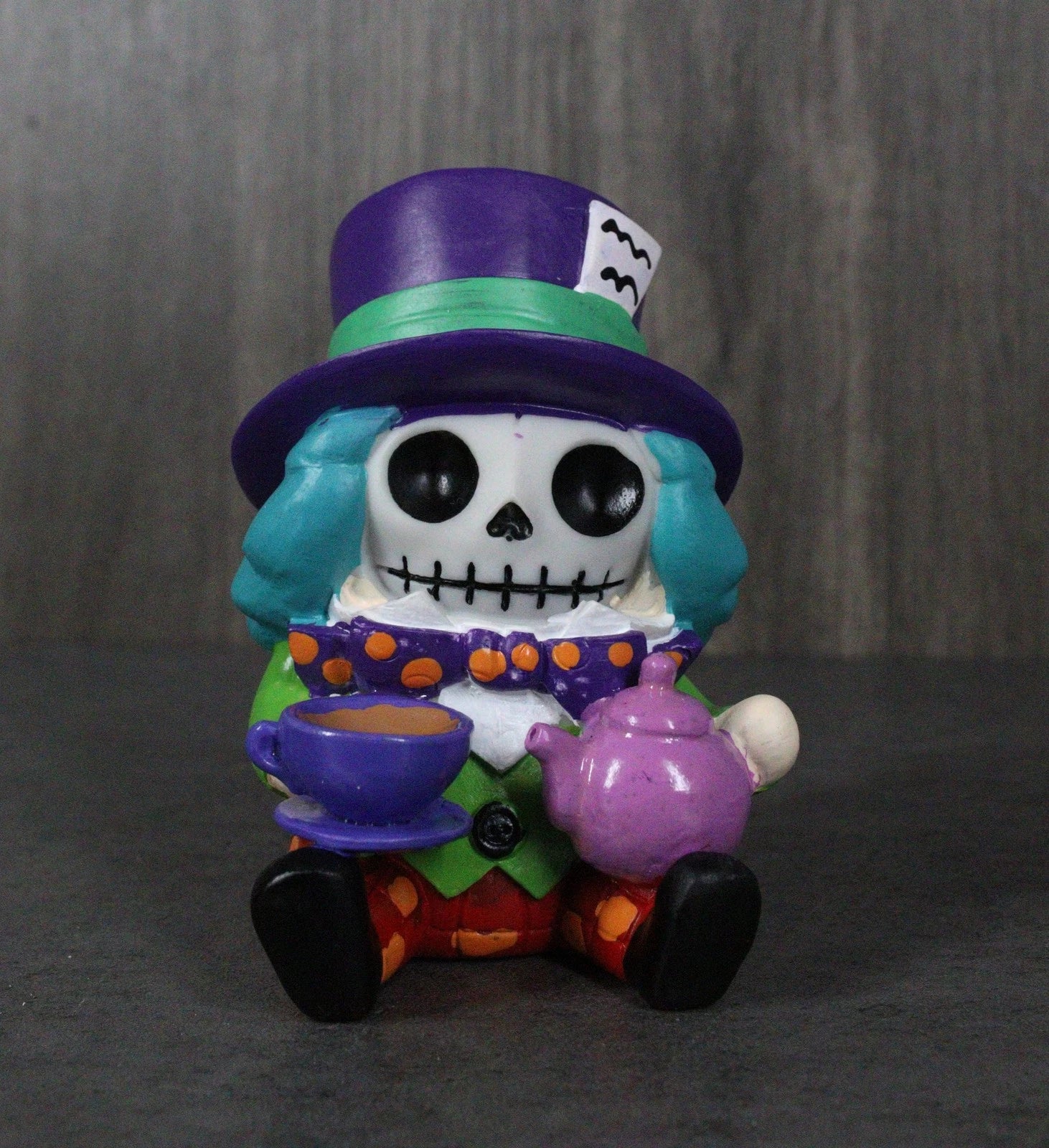 Furry Bones Whimsical Wonderland Mad Hatter Alice Skeleton Figurine Furrybones-1