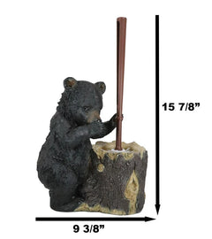 Rustic Whimsical Black Bear Stinky Potion Toilet Brush And Holder Set Figurine-7