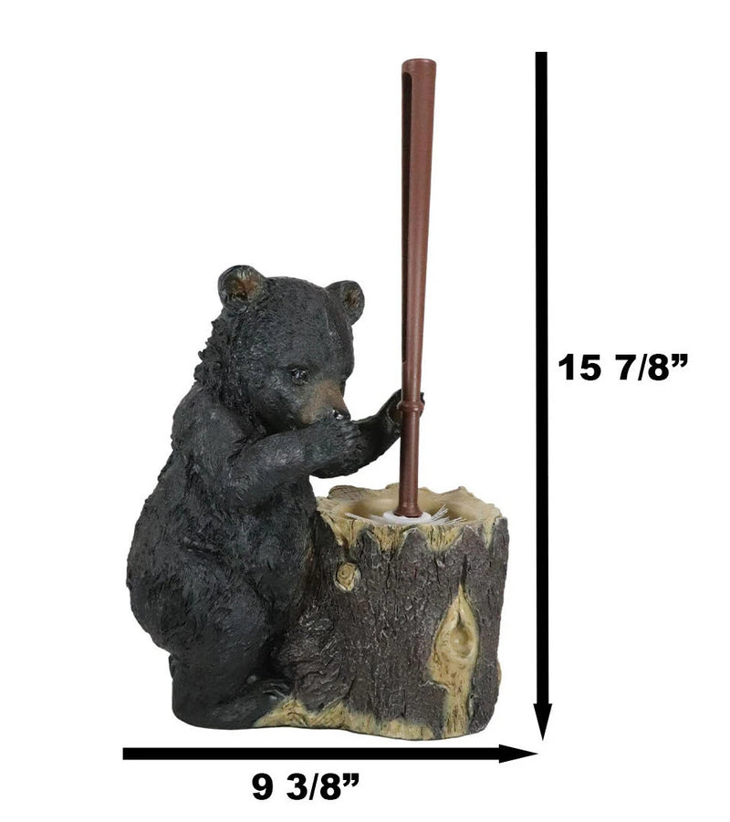 Rustic Whimsical Black Bear Stinky Potion Toilet Brush And Holder Set Figurine-7