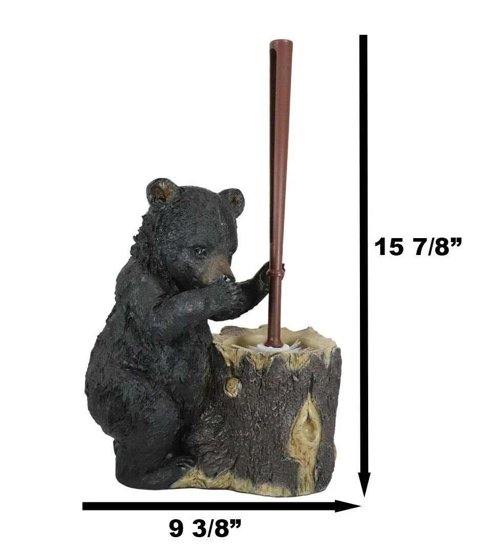 Rustic Whimsical Black Bear Stinky Potion Toilet Brush And Holder Set Figurine-7