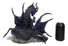 Earth Elemental Purple Moonlight Spider Arachnafaria Dragon On Crystals Statue-3