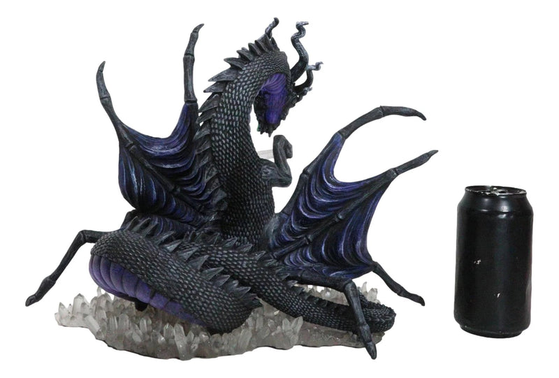 Earth Elemental Purple Moonlight Spider Arachnafaria Dragon On Crystals Statue-3