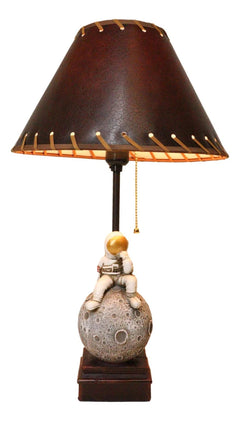 Deep Space Exploration Astronaut Landing On Cratered Moon Desktop Table Lamp-2