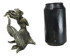 Nautical Aged Bronze Resin Seductive Mermaid Siren With Fishnets Figurine 7"L-6