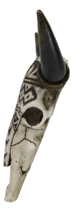 Tribal Tattoo Wildlife Deer and Fishes Abstract Cow Skull Wall Decor Plaque-4