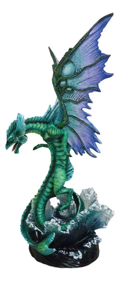 Large Fantasy Elemental Water Dragon Rising Above Sea Waves Collectible Figurine-5