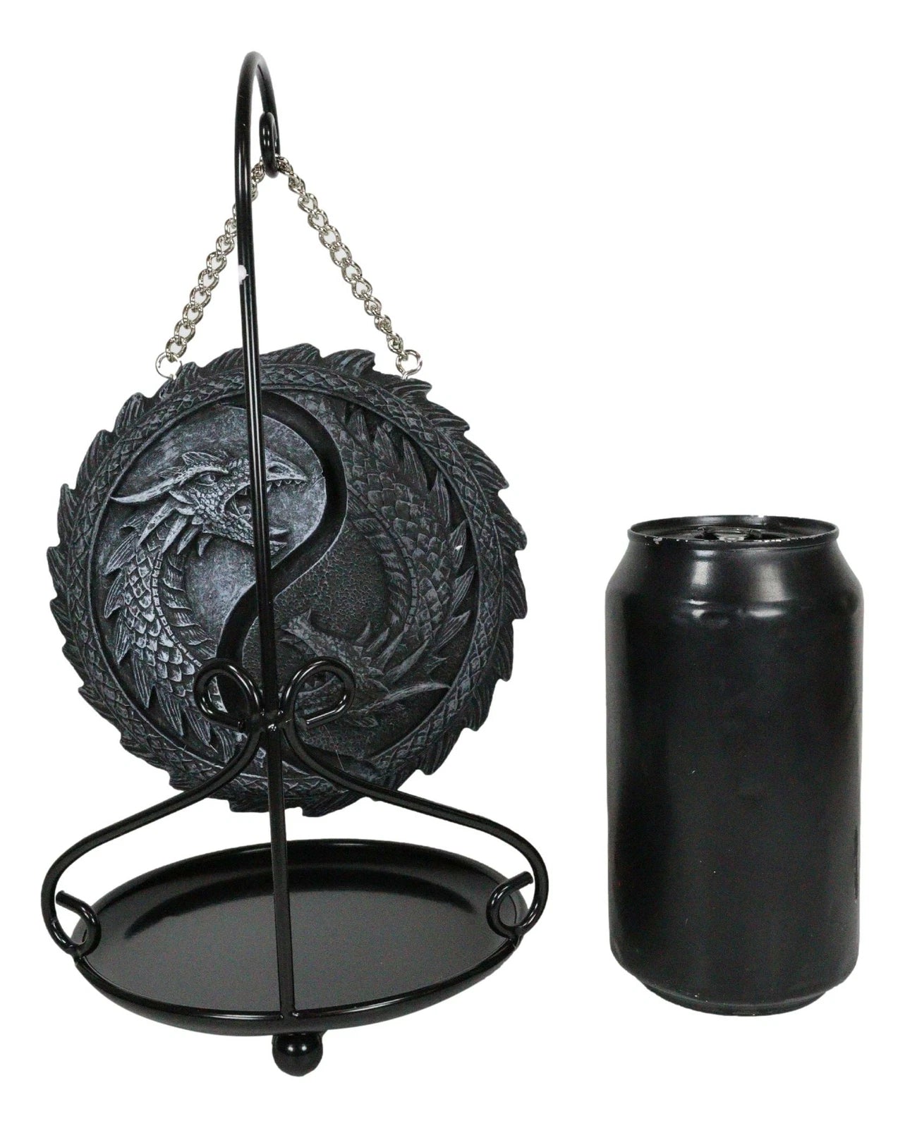 Medieval Ying Yang Dragons Aroma Waterfall Medal Backflow Incense Cone Burner-3
