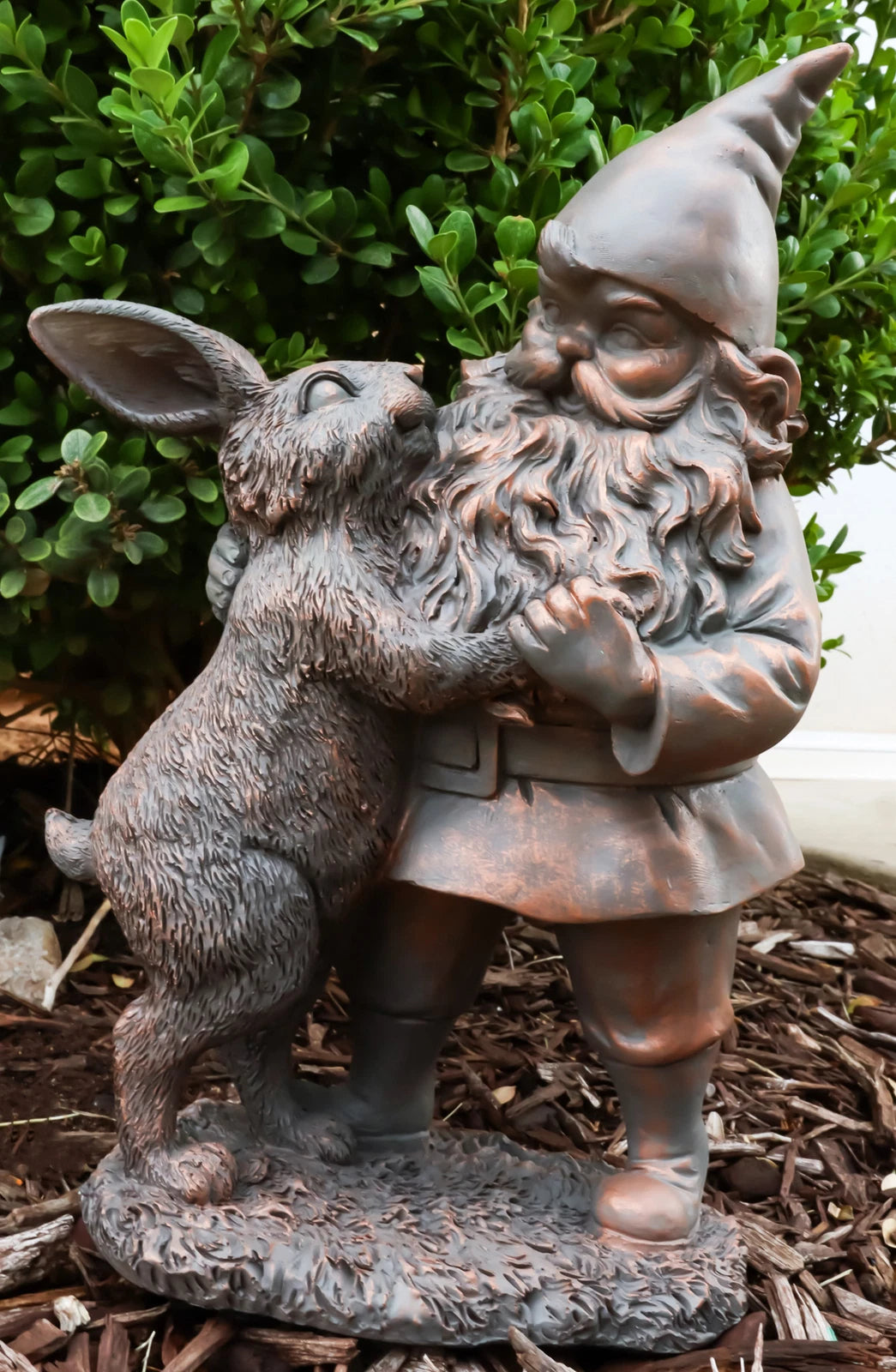 Whimsical Mr Gnome Dancing With Hare Rabbit Fairy Garden Figurine Decor Accent
