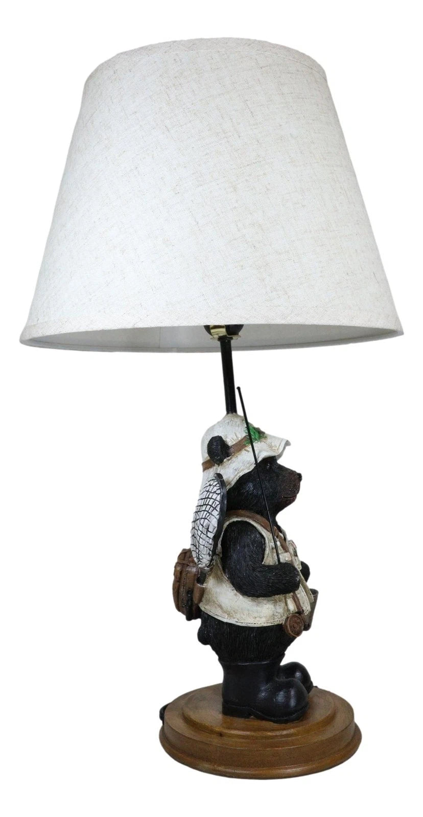 Camping Fisherman Angler Bear Going Fishing With Pole Net And Bucket Table Lamp-7