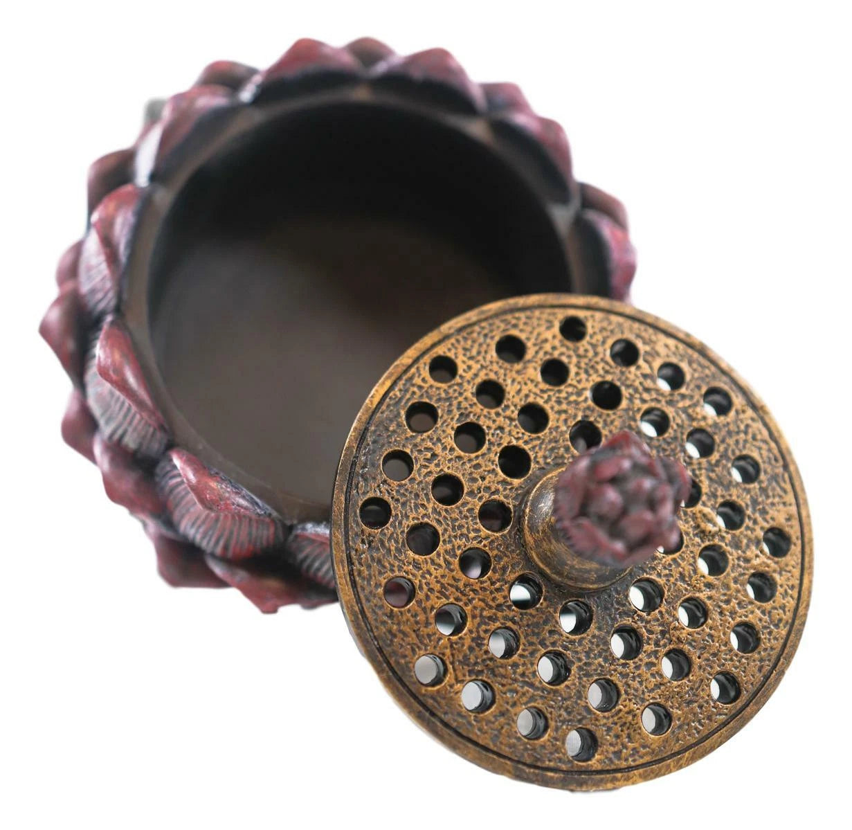 Meditation Of Buddha Lotus Flower Multiple Incense Stick Holder Figurine-7