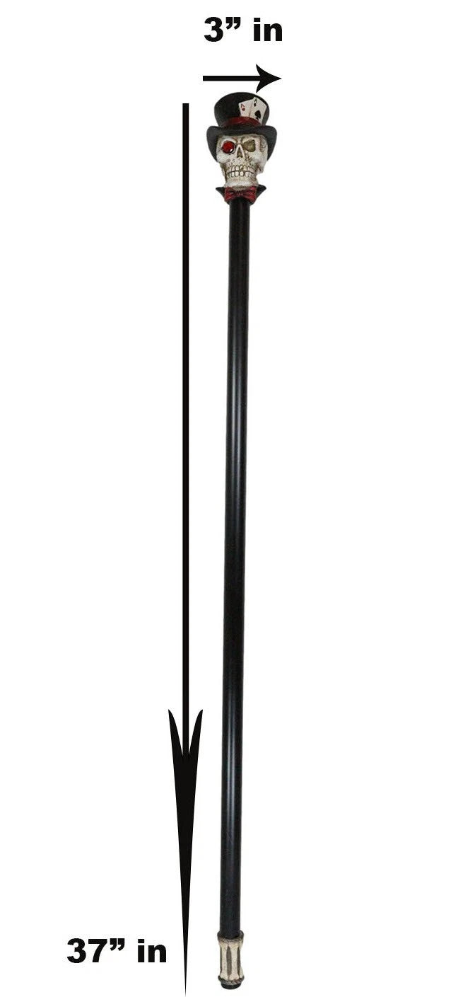 Casino Poker King Skull With Aces Top Hat Decorative Prop Cosplay Walking Cane-5