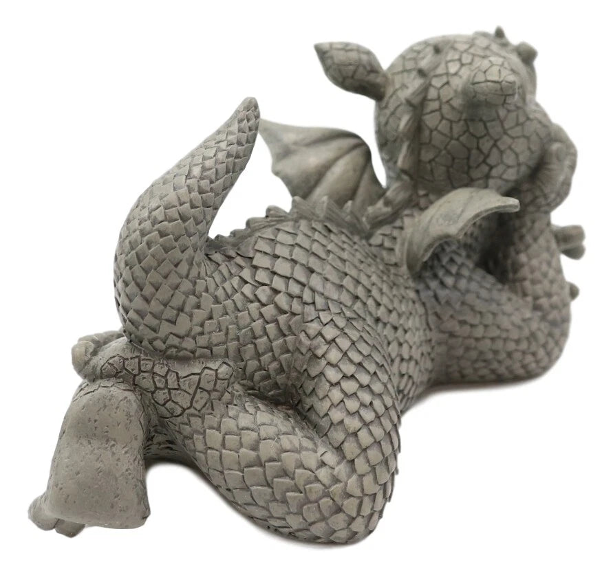 Wishful Thinking Dreamy Baby Dragon On The Ground Statue 12"L Fairy Garden Decor-3