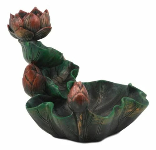 Zen Lotus Blossom Backflow Incense Cone Burner Tower Statue 4.25"Tall-5
