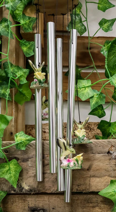 Beautiful Hummingbird with Nectarine Lily Flowers Wind Chime 21" L-3