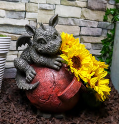 Playful Climbing Dragon Baby Planter Pot Home Patio Garden Decor Statue 12.5"H-1