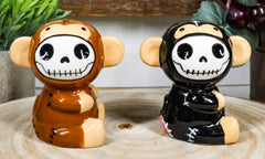 Furrybones Twins Voodoo Skeleton Monkeys Ceramic Salt Pepper Shakers Set-3