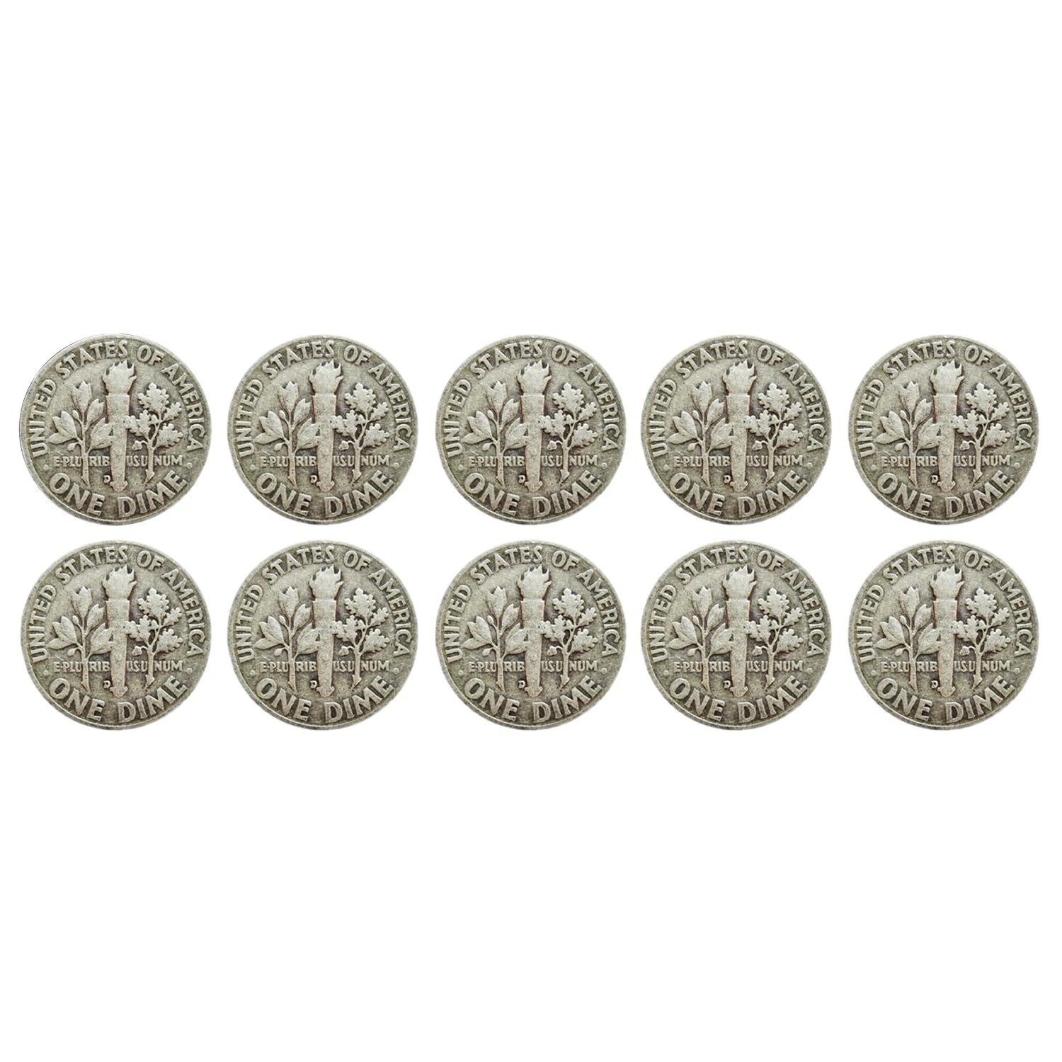 $1 Face - 90% Silver Roosevelt Dimes Average Circulated-3