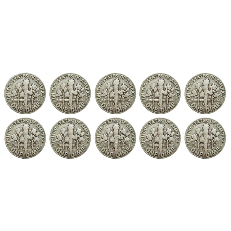 $1 Face - 90% Silver Roosevelt Dimes Average Circulated-3